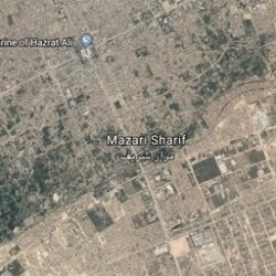 Google Earth Satellite Image of the Shrine of Hazrat Ali, location of Blue Mosque in Mazar-i-Sharif, Afghanistan. Courtesy of Natalie Edwards.